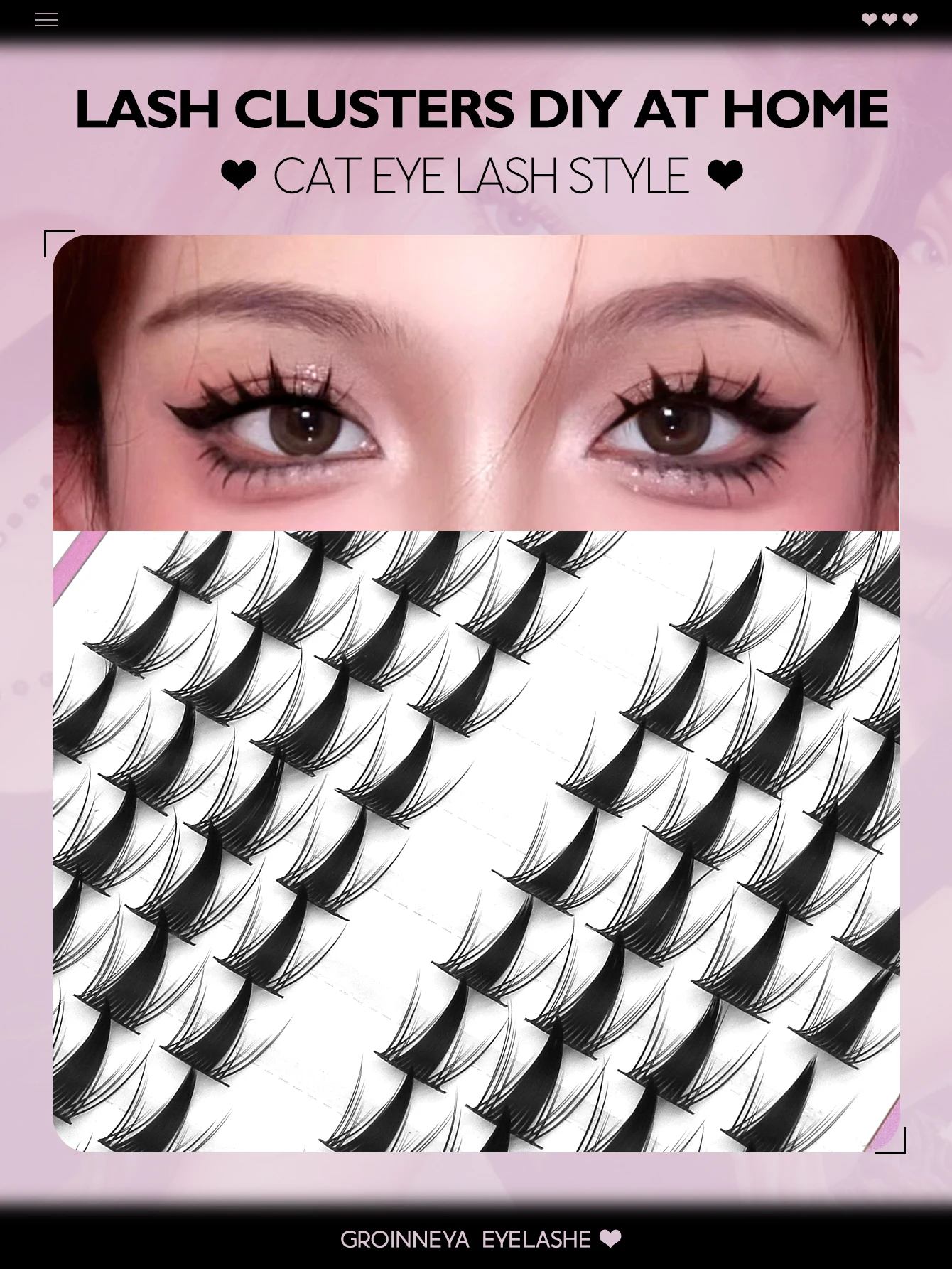 GROINNEYA  DIY Eyelashes Natural Eyelash extension Cluster Natural Look Individual Lashes Mixed Tray Lashes Cluster Lashes