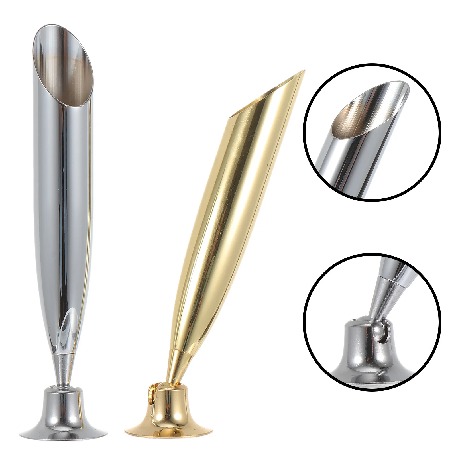 

2Pcs Elegant Metal Pen Fixed Socket Quill-Pen Holder Long-Term Use Stationery for Home and Office Quill-Pen Holder