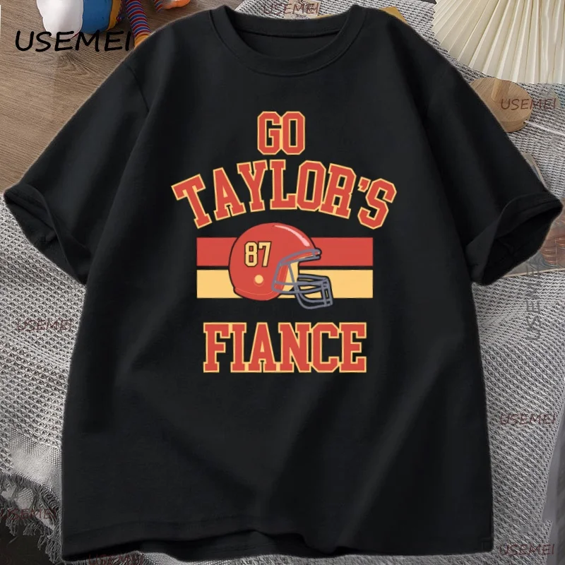 Go Taylors Fiancé T-Shirt Chiefs Football T-Shirt Men's Casual Short Sleeve Fashion T-Shirt Loose Fit Top Men's Clothing Top
