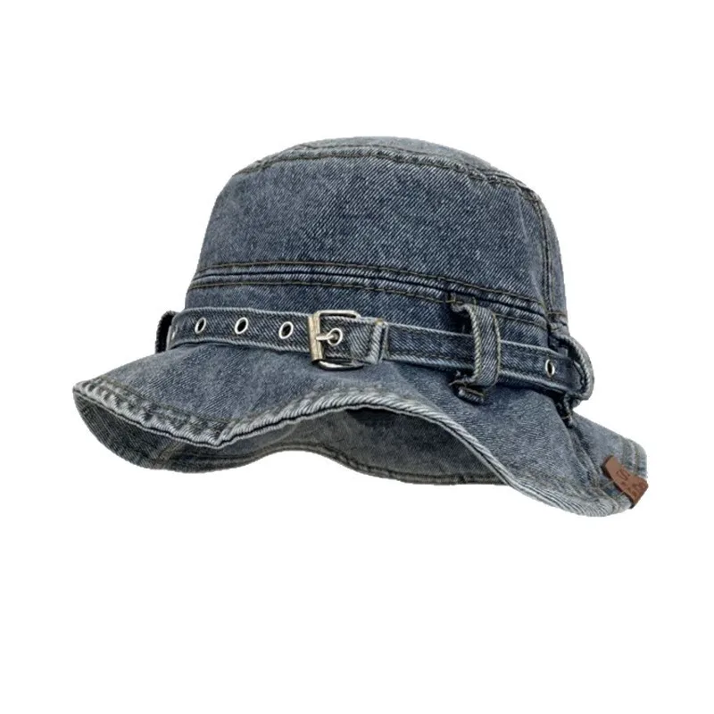 

Bucket Hat Denim Jeans Cap Women Wide Brim Sun Protection Accessory For Fishing Climb Summer Outdoor