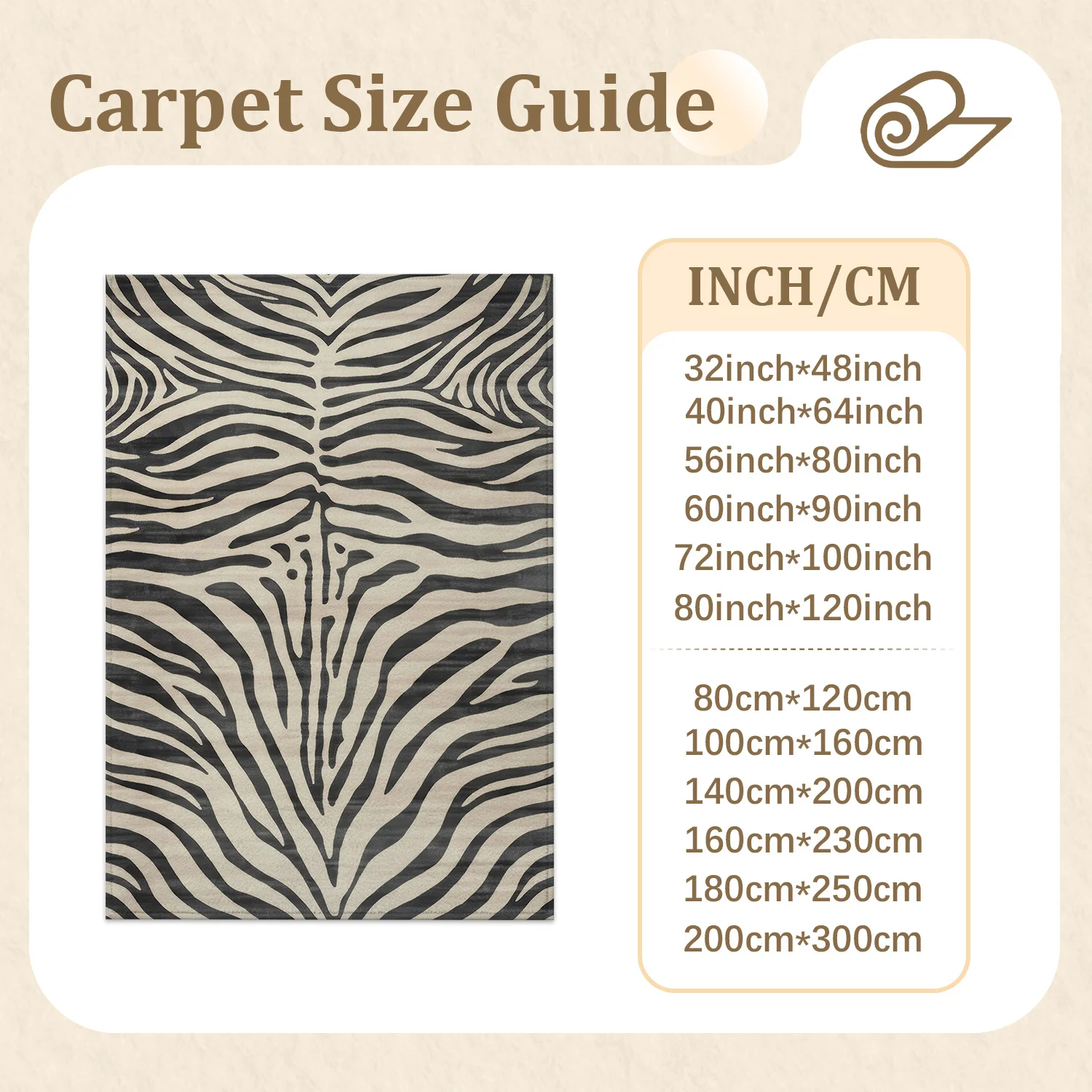 Large Indoor Area Rug, Soft Velvet Low Pile with Non-slip Dotted Backing, Machine Washable Zebra Print Rug in Black and Beige, Ideal for Living Room, Bedroom, Entryway Floor Decor