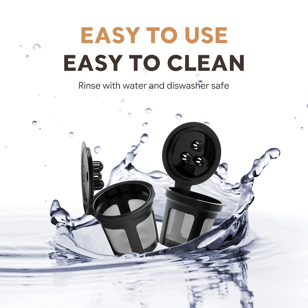 2pcs Reusable K Cups, Detachable Fine Mesh Coffee Filter, Food Grade Stainless Steel Mesh for Ninja Dual Brew