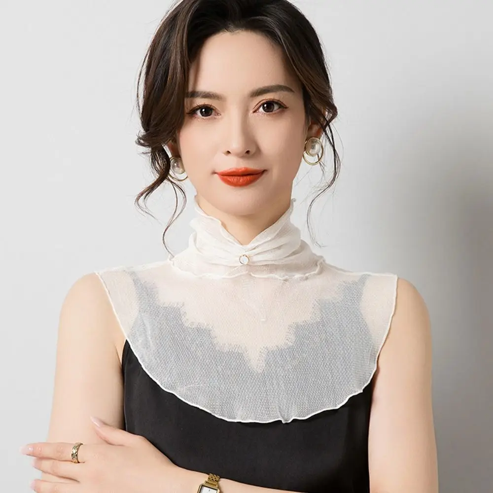 New Mesh Silk Mesh Scarf Breathable Windproof Neck Protector Lightweight Sun Protection Scarf Women