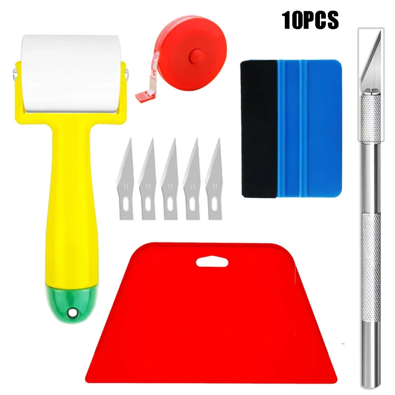 

10Pcs Car Wrapping Vinyl Tool Kit Window Film Tint Tools Wrapping Sticker Carving Knife With Spare Blades