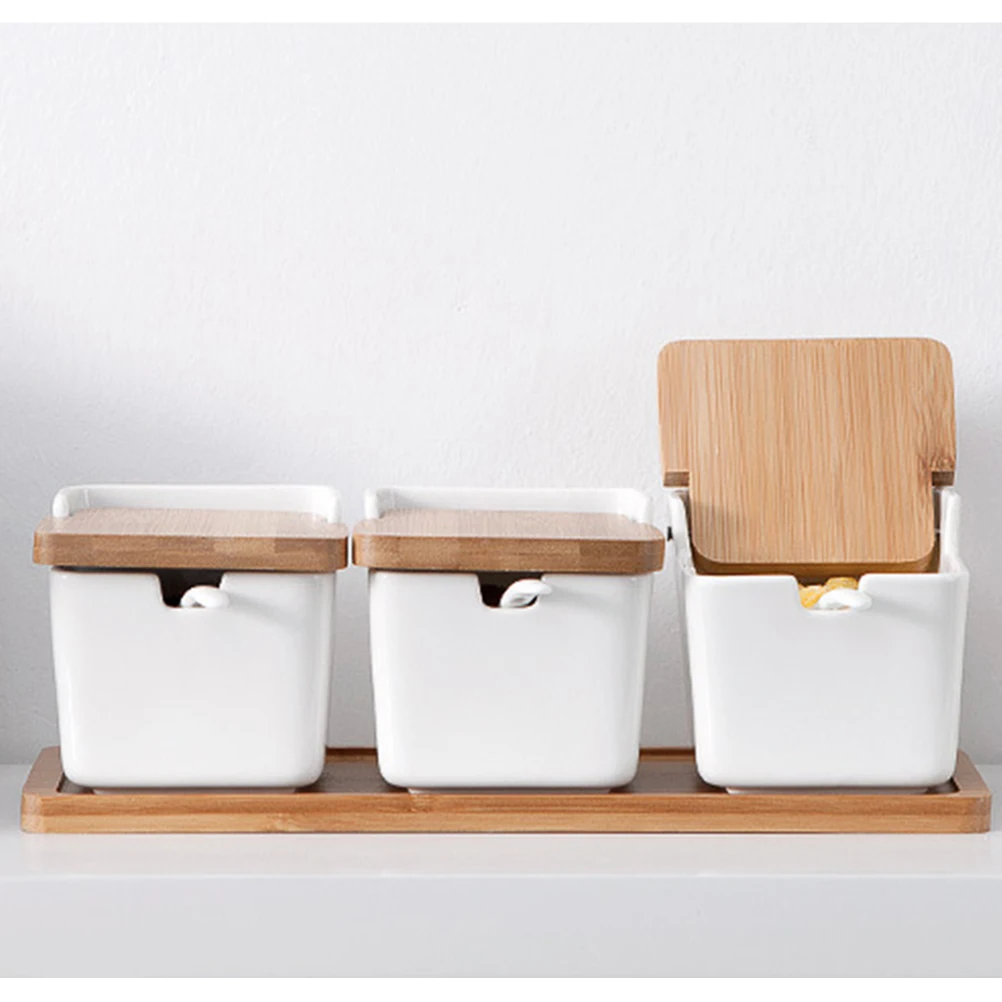 

Ceramic Seasoning Bottle Set Hand Painted Green Plant Design Smooth Gloss Finish for Salt Spice Sugar Storage Condiment