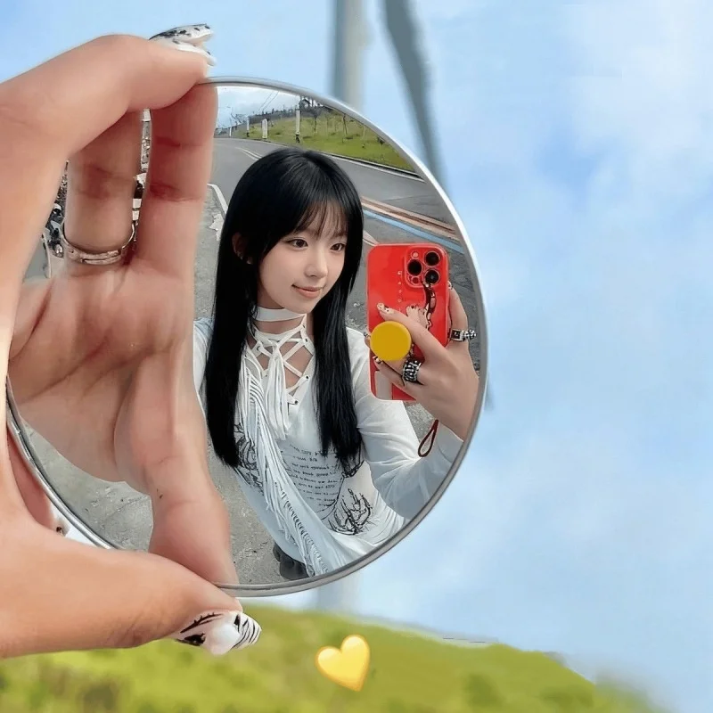 Foto bolle spiegel, zelfportret reizen reflecterende groothoek ronde spiegel, draagbare make-upspiegel, extra achteruitkijkspiegel