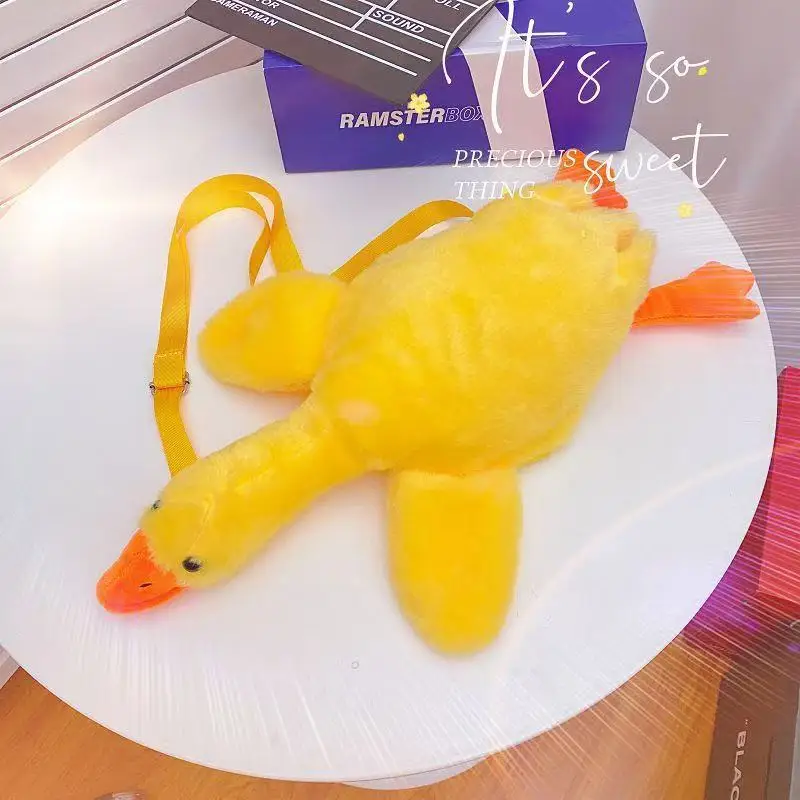 Bolso de Hombro de Peluche de Ganso Adorable, Monedero de Peluche de Pato Amarillo, Juguetes de Peluche Kawaii, Regalo de Cumpleaños, Animales de Peluche, Cisne, Ganso, Muñecos Suaves