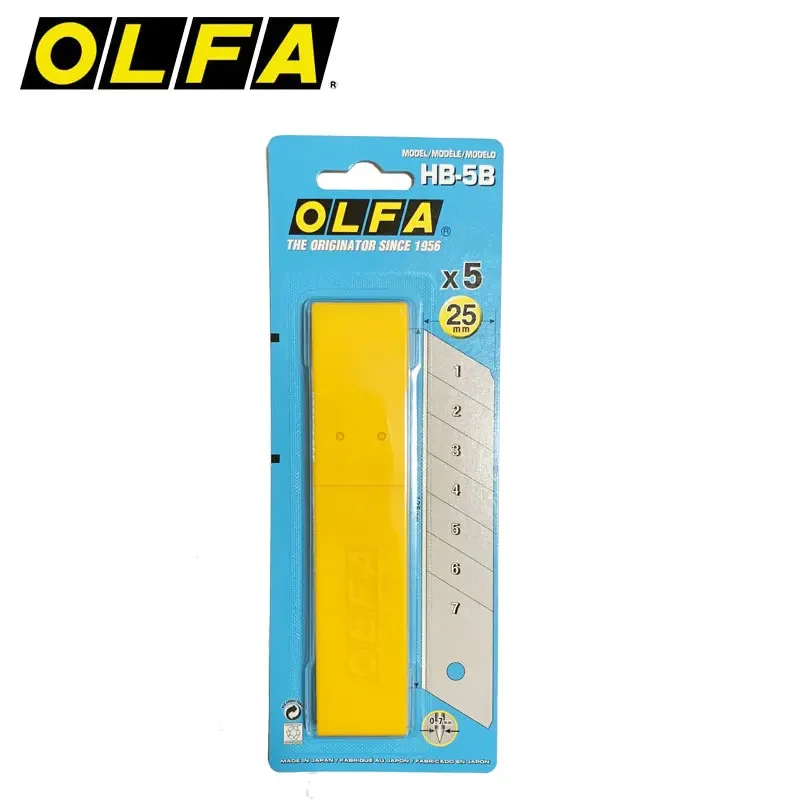OLFA HB-5B Spare Blades 25mm Heavy Utility Knife Blade 5PCS Carbon Steel Snap Off Blade for XH-AL XH-1 H-1 NH-1 HSW-1 Cutter