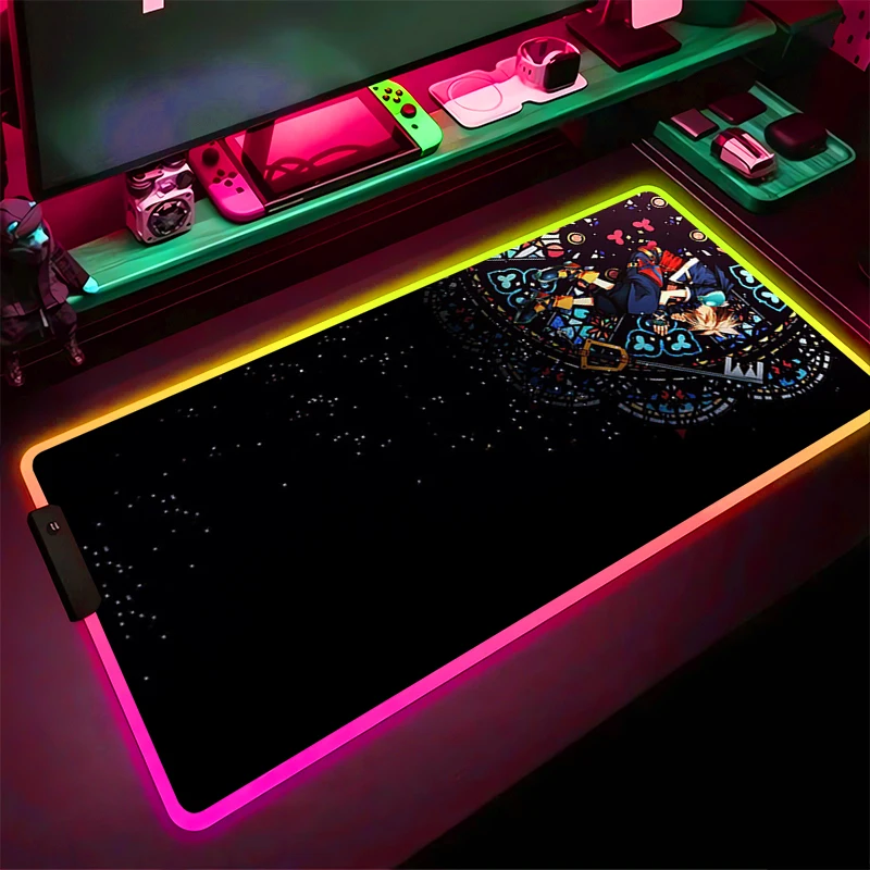 

RGB LED Mouse Pad Laptop Rubber Cartoon Extended Pad Desk Mouse Mat Game Mousepad PC Accessories K-kingdom H-hearts Keyboard Pad