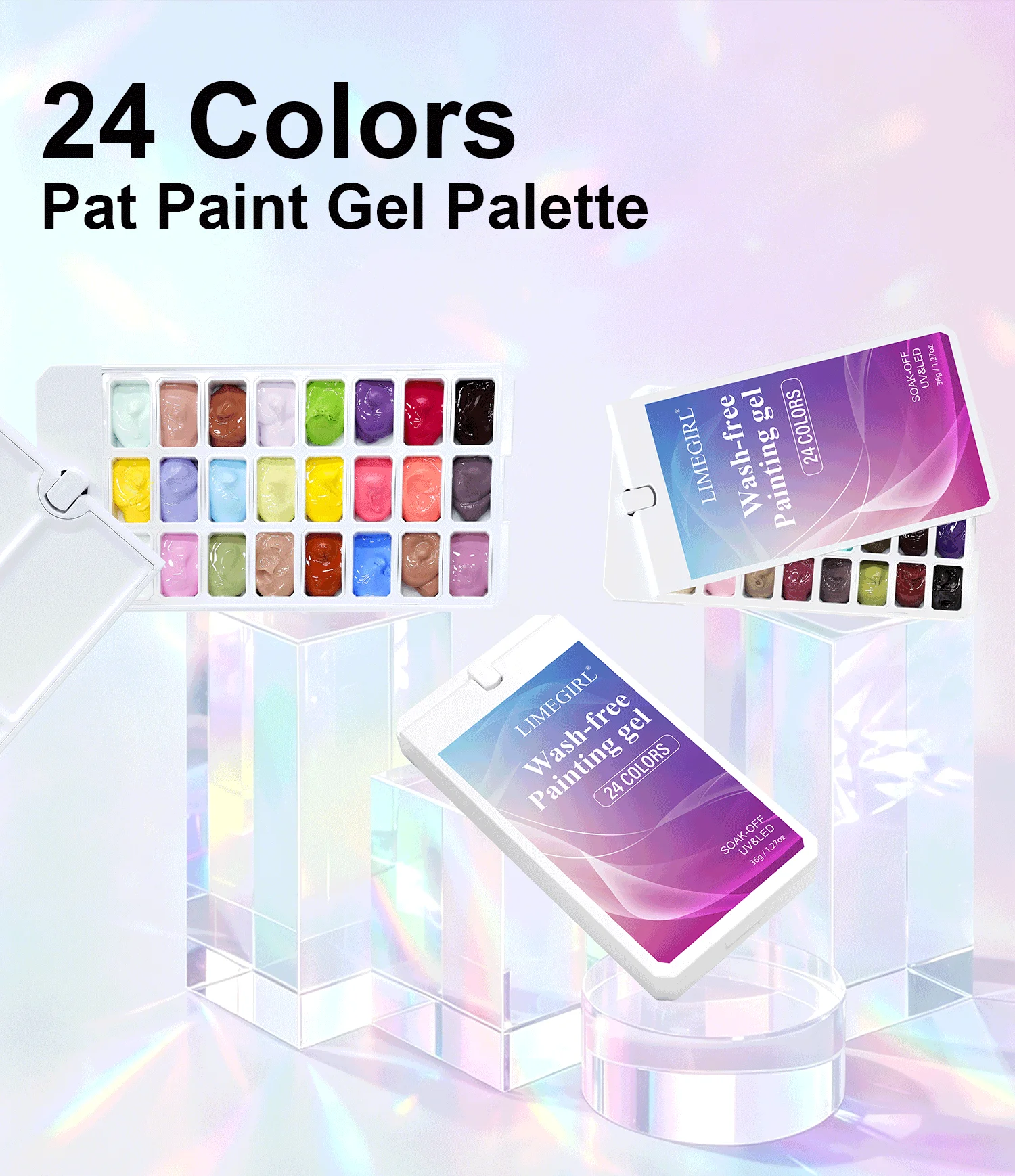 LIMEGIRL 24-Farben Waschfreie Malerei-Gel-Palette Nagelkunst-Design Farbverlauf-Malerei-Gel für Nagel-DIY Französische Maniküre-Design-Gel – Detail 1