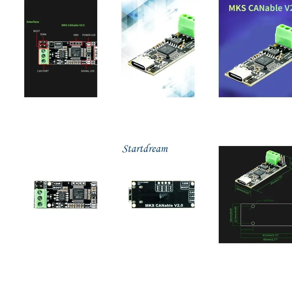 

Printer Parts CANable 2.0 CAN Based on STM32G431C8T6 USB to CAN Adapter K92C
