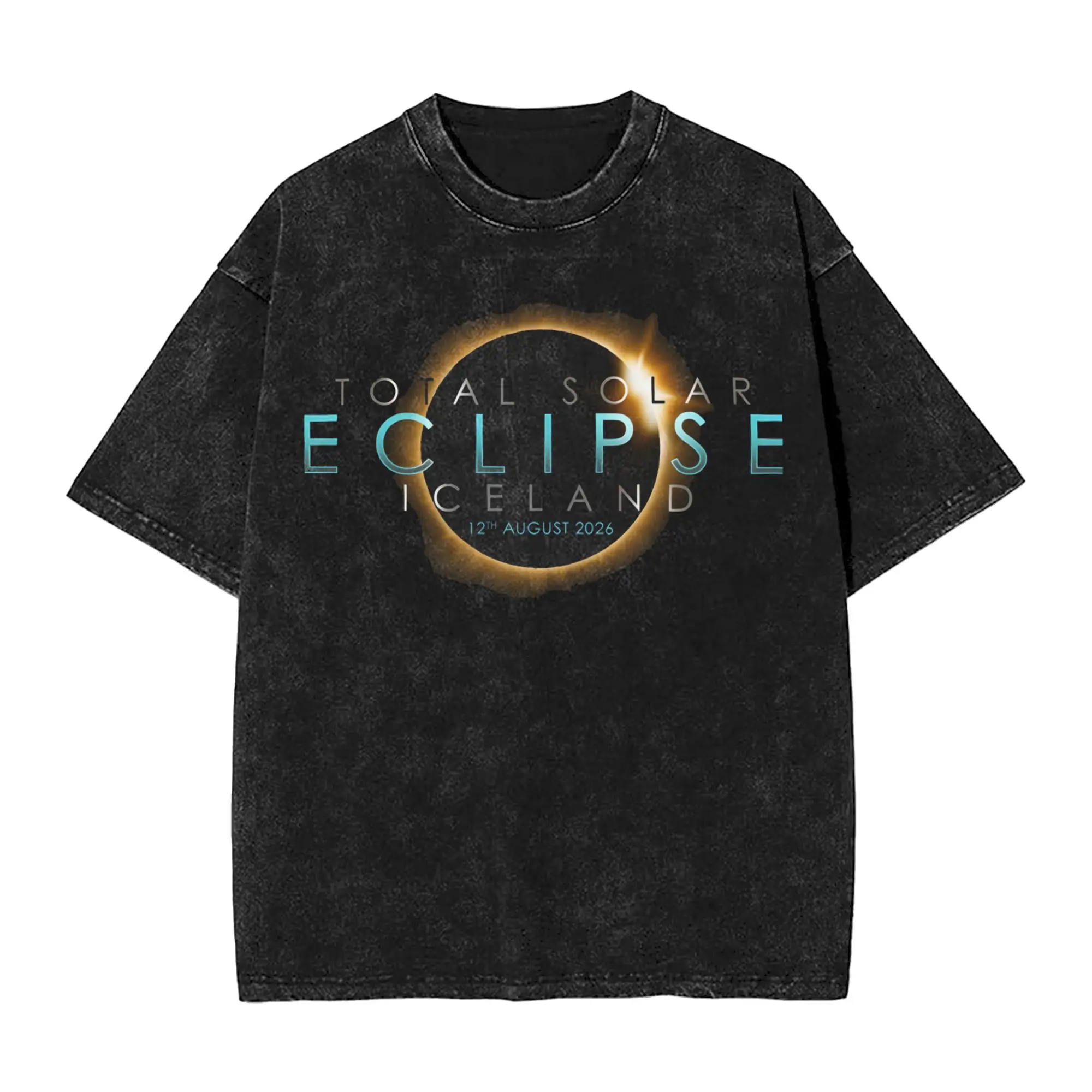 Iceland Total Solar Eclipse August 2026  T Shirts Men Cotton Fashion for Male T-Shirts O Neck  Tee Shirt Short Sleeve Clothes