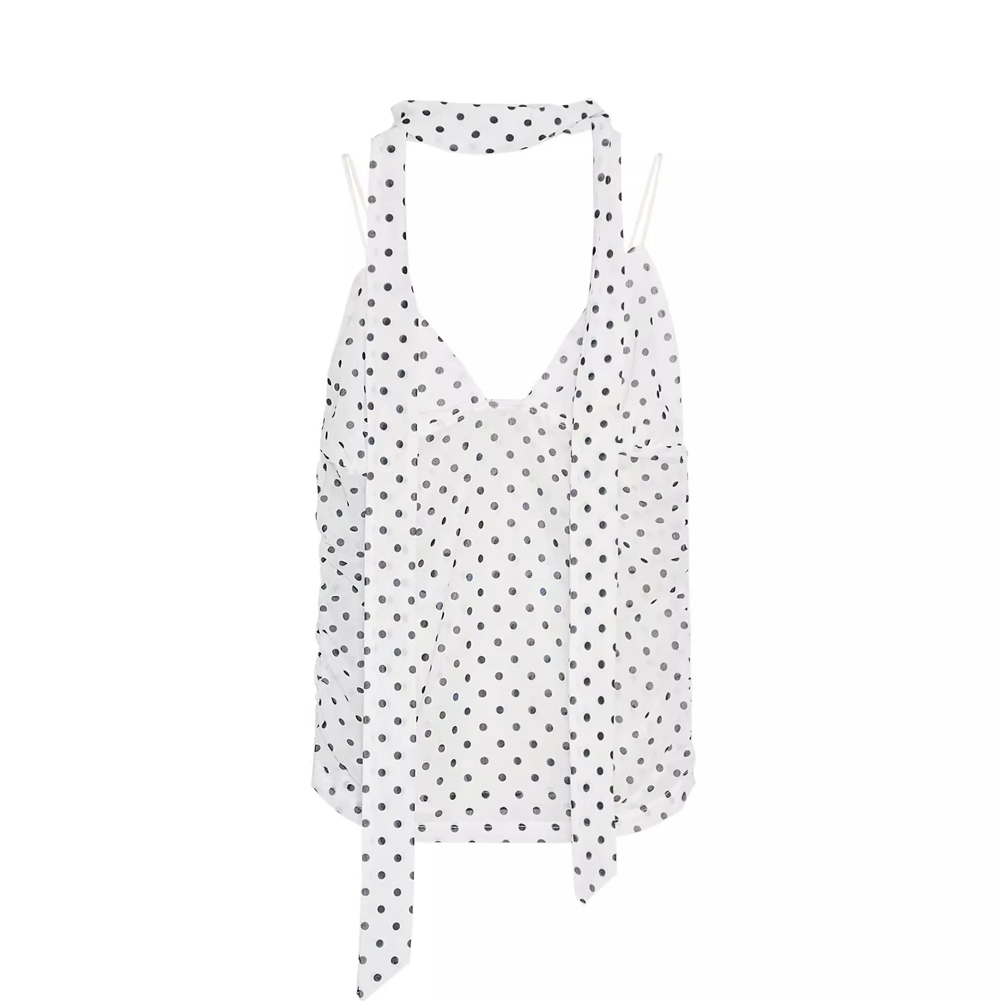 

Новый летний женский шарф с принтом в горошек, сетчатый топ, стандартный крой, трапециевидной формы, све, полиэфирное волокно, повседневная модная женская одежда