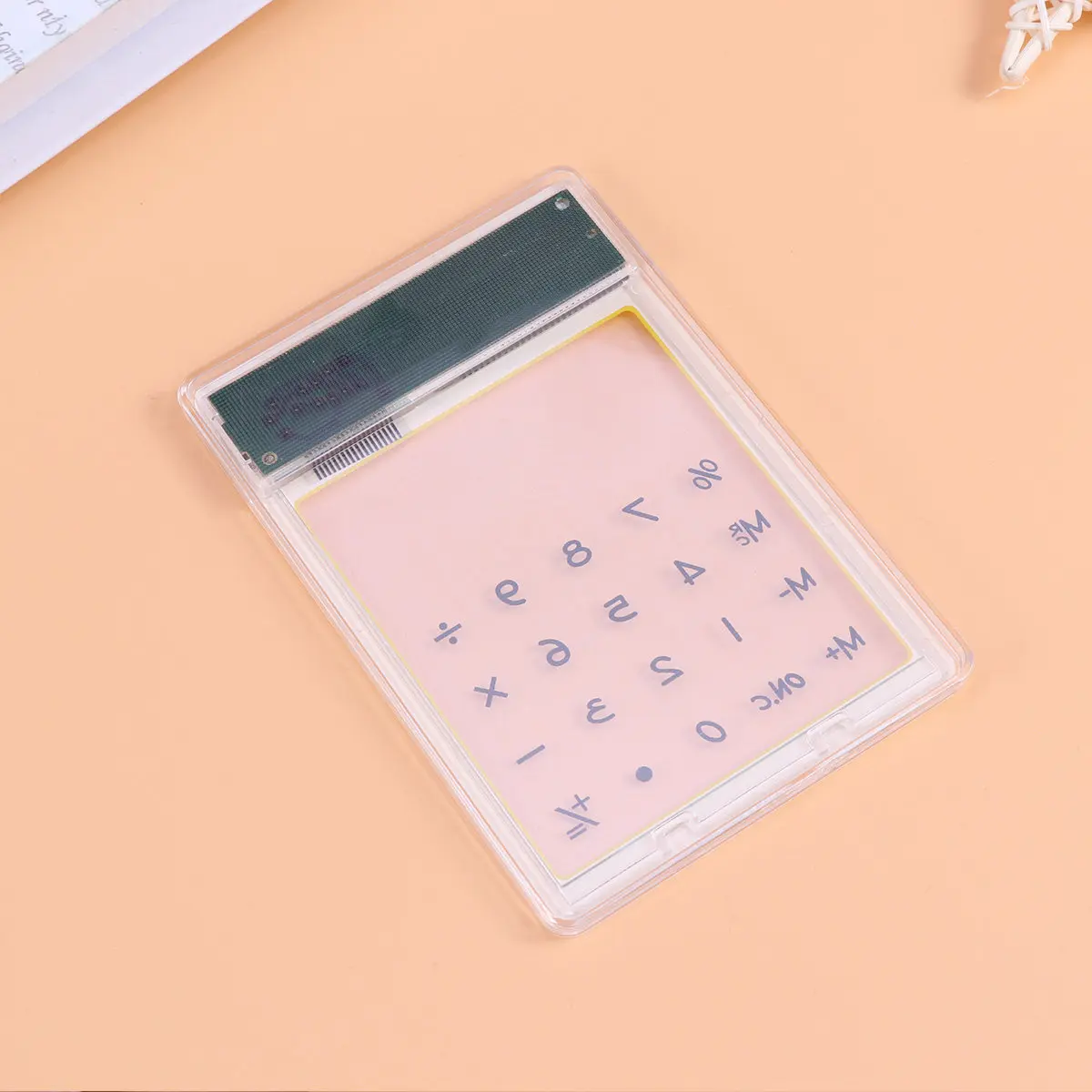 Solar Calculator Transparent Touch Panel Yellow Compact Portable Design Automatic Power Off School Office Supplies 8-Digit