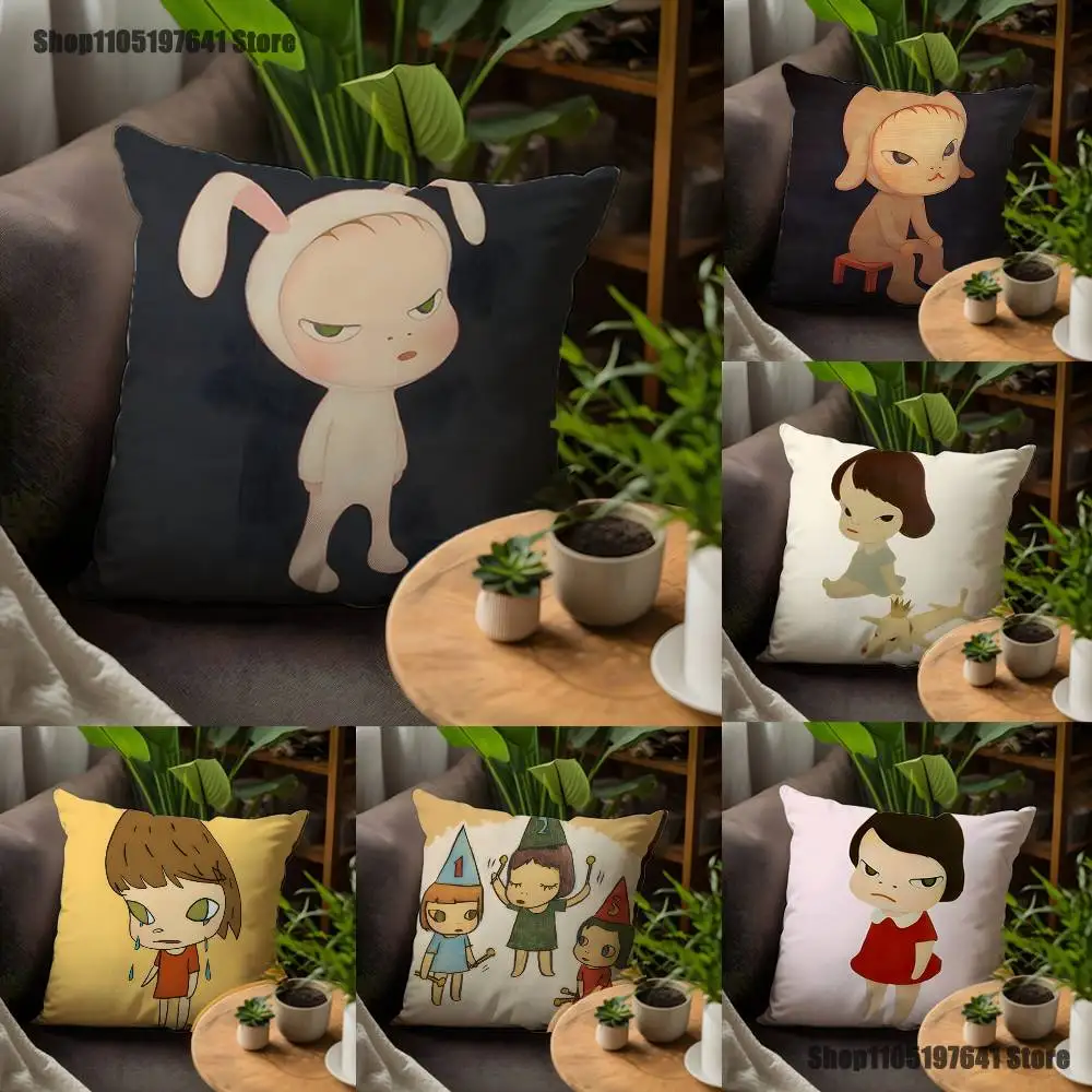 

Y-Yoshitomo-ES Nara Pillow Case For Sofa Decor Car Office Room Printing Cushion Cover Decorations and Protector