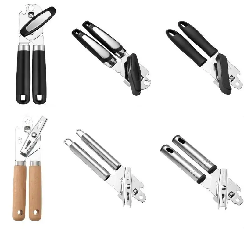 Stainless Steel Manual Can Opener with Wooden Grip Sharp Blade Labor Saving Tool for Home Kitchen Daily Cooking Kitchen and Gift