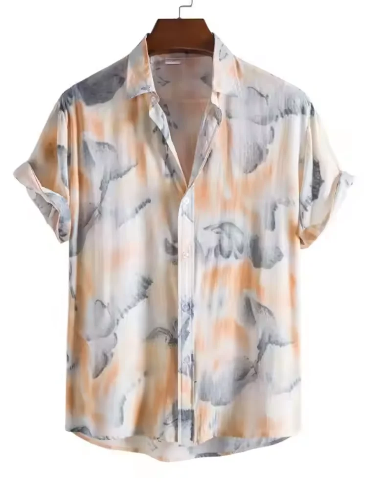 

Men's Summer New Single-Breasted Hawaiian Print Short Sleeve Casual Shirt