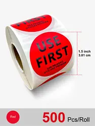 USE First Stickers Food Service 1.5 Inch Inventory Control Labels 500 pcs for Restaurant Permanent Adhesive Circle Paper Labels