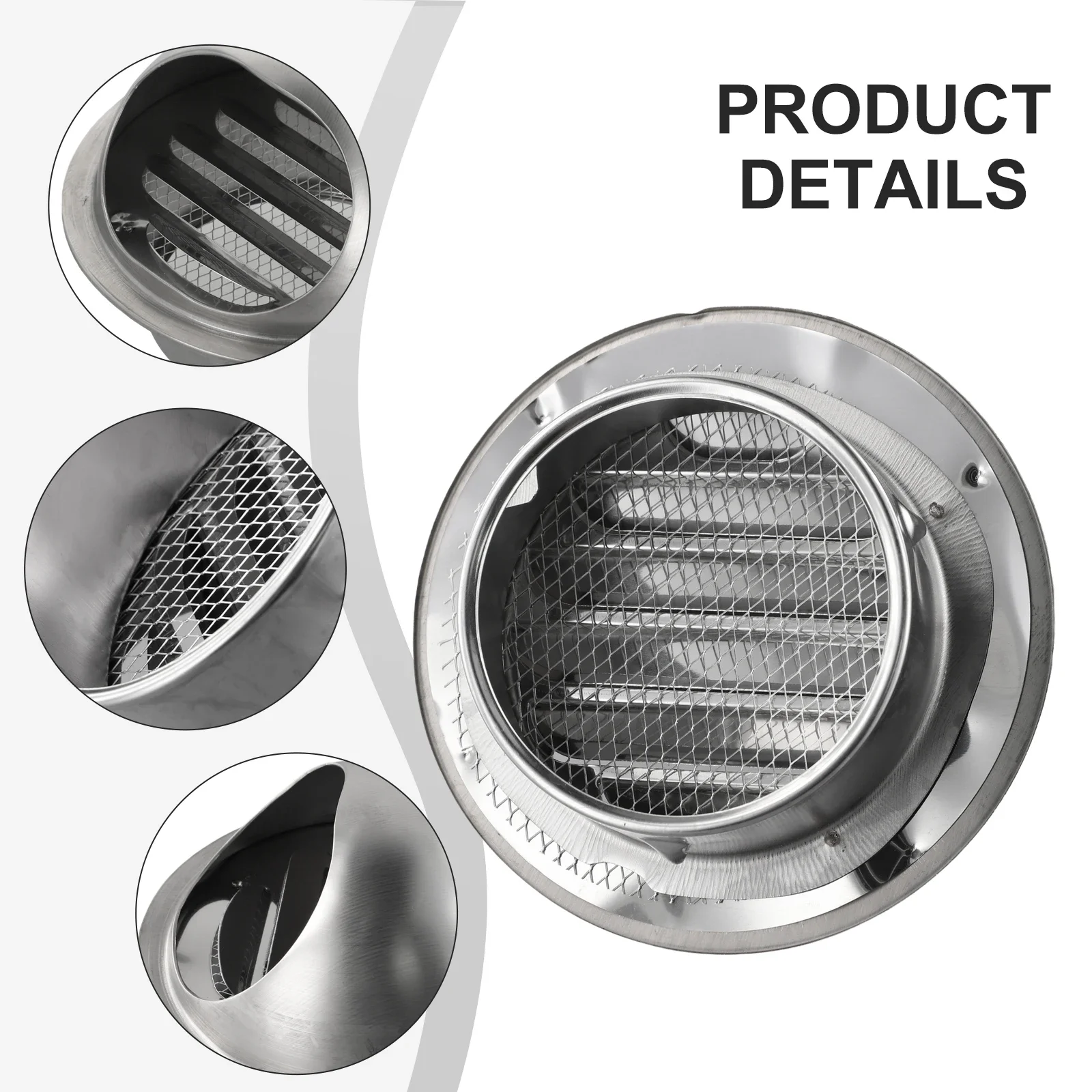 

100mm/150mm Air vent grille Accessory Extractor Nosed External Round Bull Silver Stainless Steel Hot New Practical