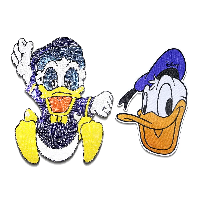 

Disney Donald Duck Shiny Icon Embroidery Applique Patches For Clothing DIY Sew up Patch on the stickers