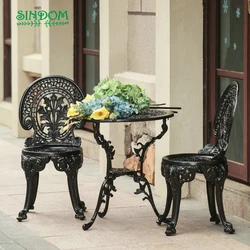 Top Sale Outdoor Garden Cast Aluminium Patio Furniture Set Balcony Crown Table and Chairs