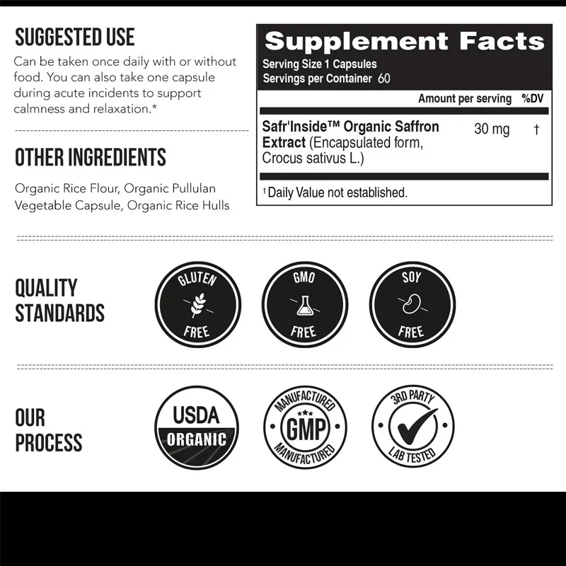 Organic Saffron Extract: Optimized Extract Containing Safranil and Crocins, Helps Support Healthy Appetite Control