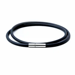 1.5mm 2mm 3mm Black Rubber Soft Cord String Rope Chain Necklace Jewelry with Stainless Metal Buckle Clasp 40cm 50cm 60cm