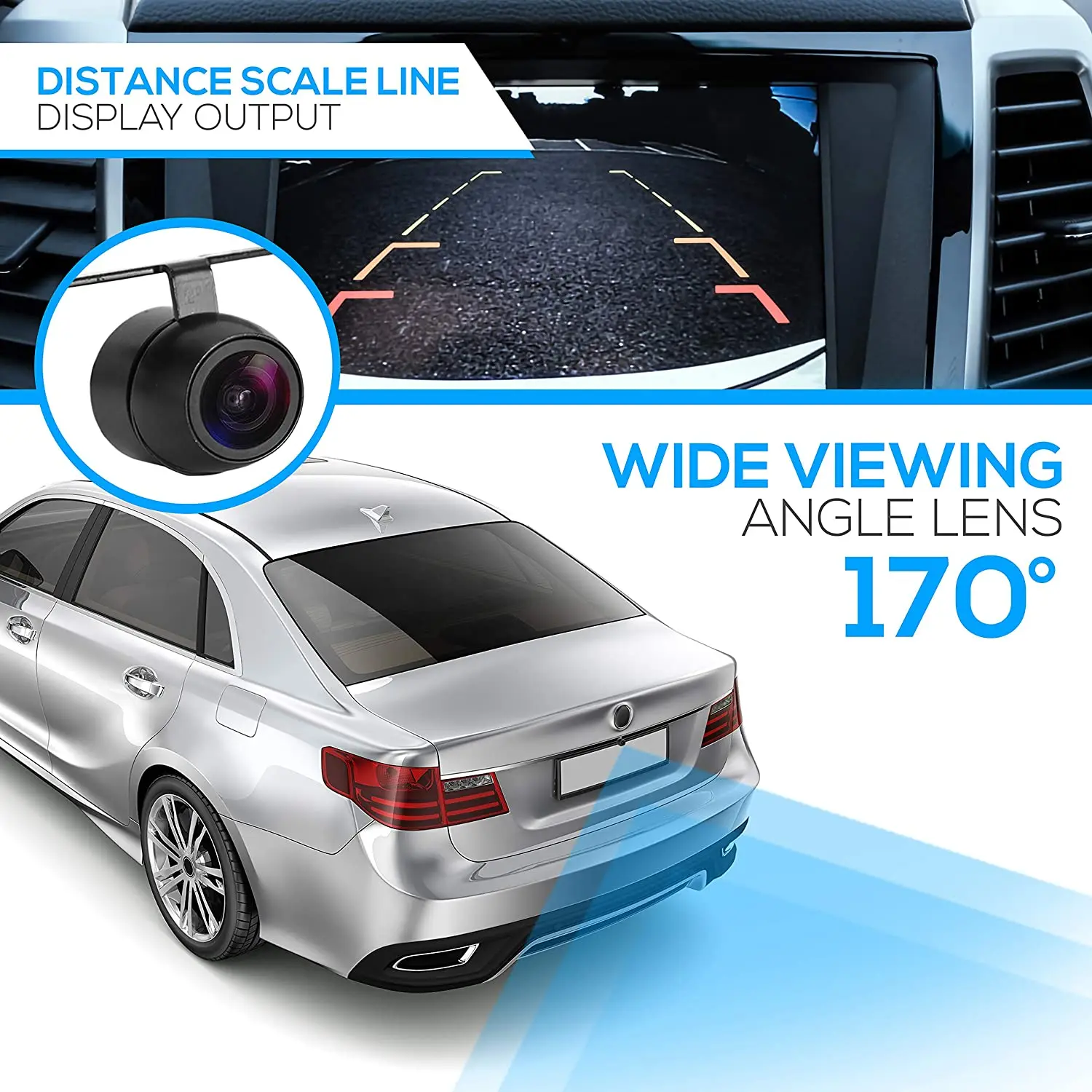 Nuova telecamera per retromarcia per auto con visione notturna HD 170 °   Telecamera per parcheggio retromarcia grandangolare Impermeabile CCD LED Monitor di backup automatico universale