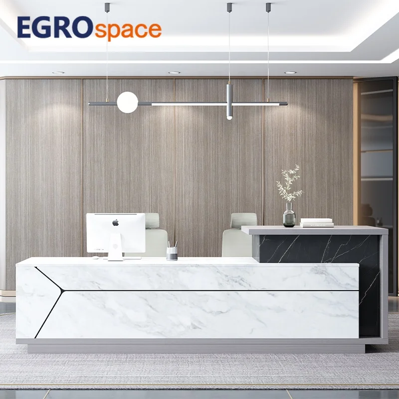 

High Quality Reception Beauty Hotel Office Furniture Modern White Counter Desk