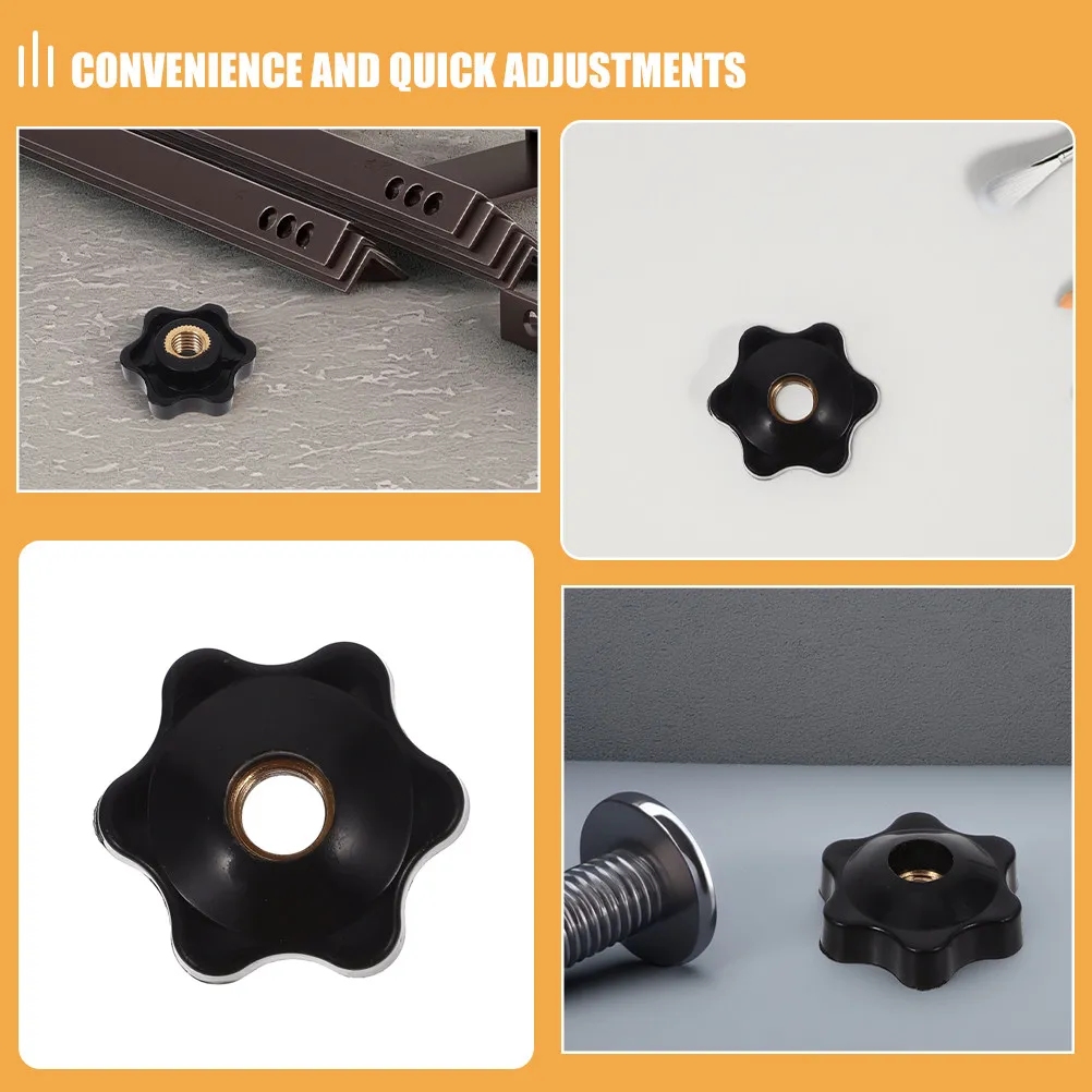 6Pcs Hexagon Star Adjustable Plastic Hand Knob M8 Thread Tool- Screw for Machinery Furniture Equipment Assembly Grip