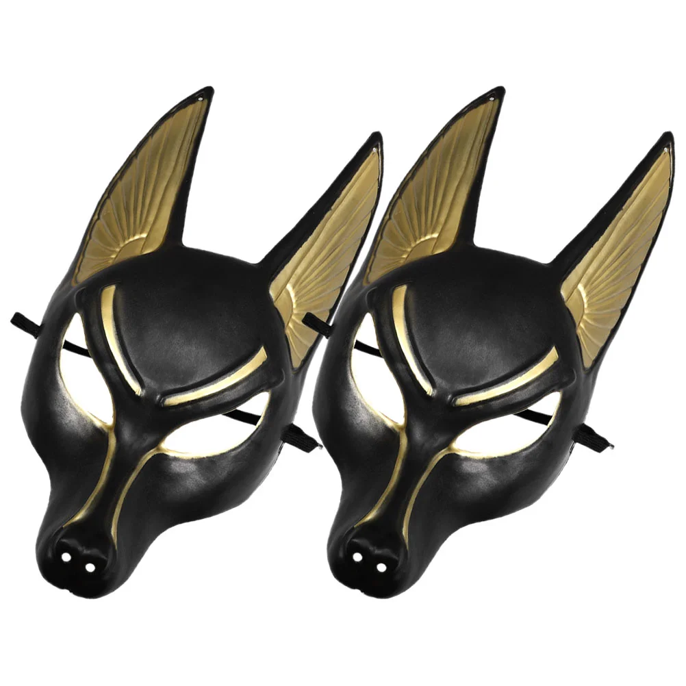 2pcs Egyptian Anubis Mask Masquerade Ball Cosplay Mask Stylish Halloween Party Fashionable Mask Costume Masks Decorative Mask