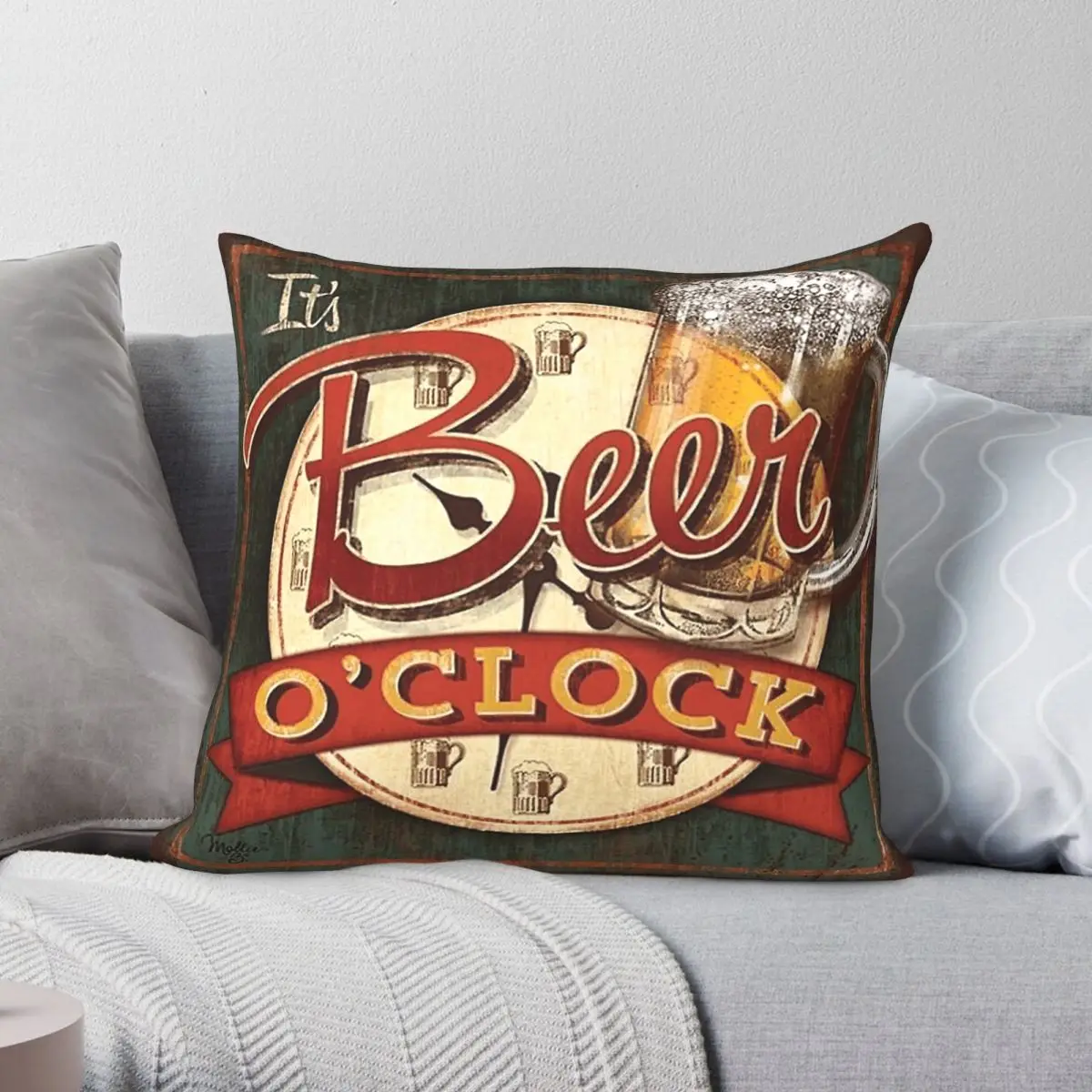 Craft Beer Square Pillowcase Polyester Linen Velvet Creative Zip Decorative Pillow Case Room Cushion Cover
