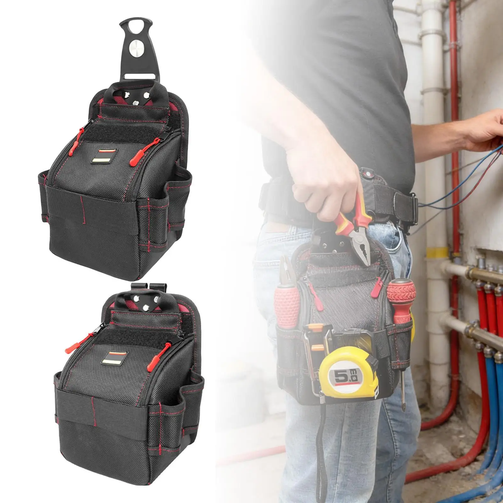 Oxford Cloth Electrician Tool Belt Pouch with Rapid Access Tab for Carpenter Builder and Handyman