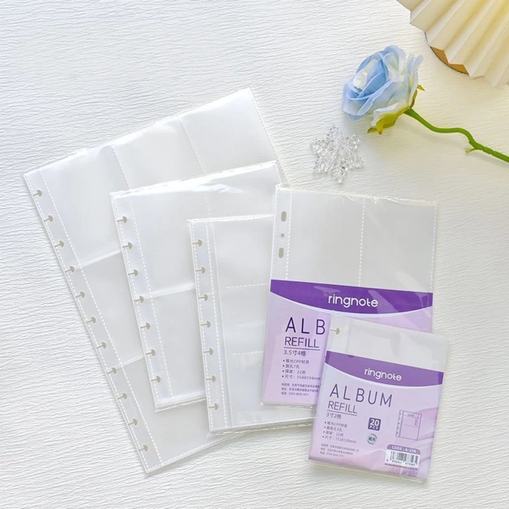 Matte CPP Mushroom Hole Album Refill Pages Loose Leaf 2/4 Grid 3/3.5 Inch Photocard Sleeves Kpop Photo Card Binder Inner Sheets