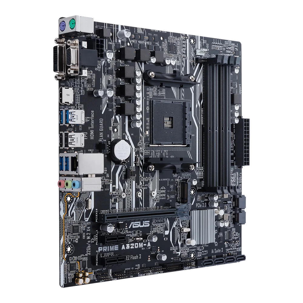 اللوحة الأم ASUS PRIME A320M-A AMD A320 AM4 تدعم Ryzen 5 5600 3500X 7 5700X 1800X 3 3200G 9 5950X CPU DDR4128GB HDMI DVI mATX