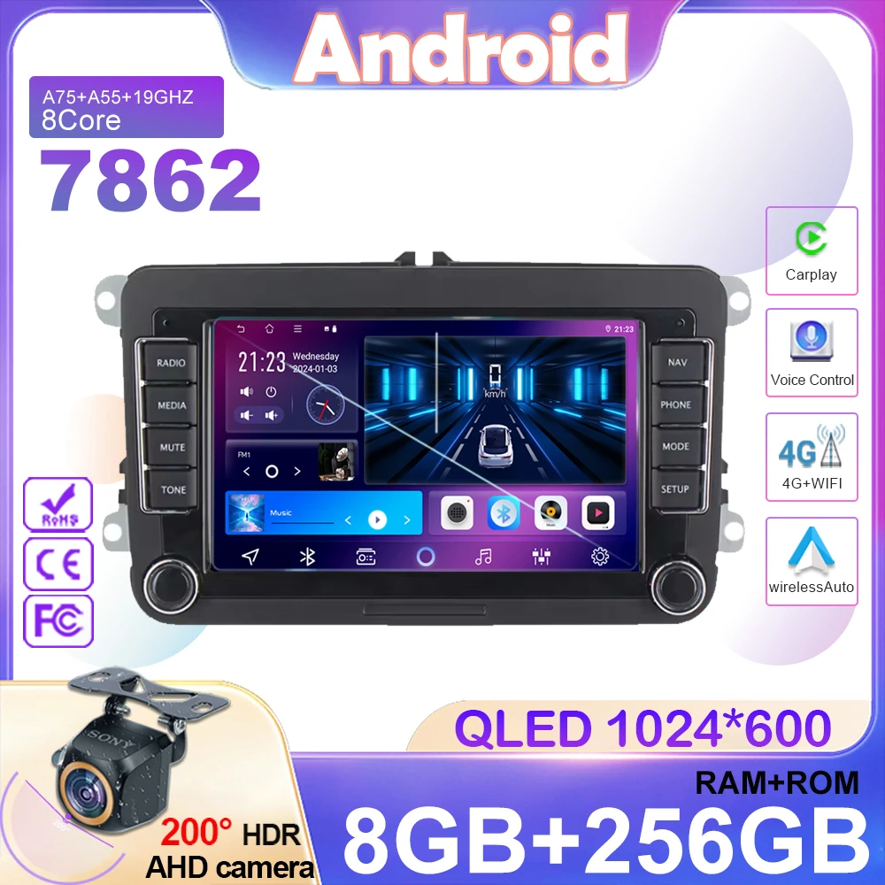 

7" Android 11 Car Radio for VW POLO GOLF 5 6 Plus PASSAT B6 Jetta Tiguan Touran Sharan Scirocco Caddy Seat Leon Altea Fabia