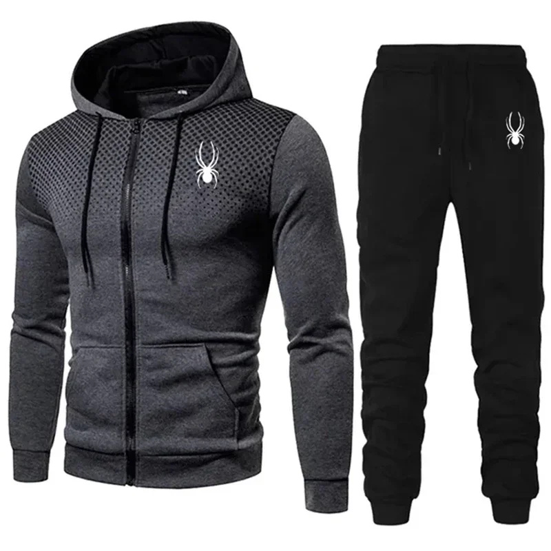 New men's leisure suit, spring and autumn outdoor new jogging zipper hooded blazer + pants 2 sets, fashion men's sportswear