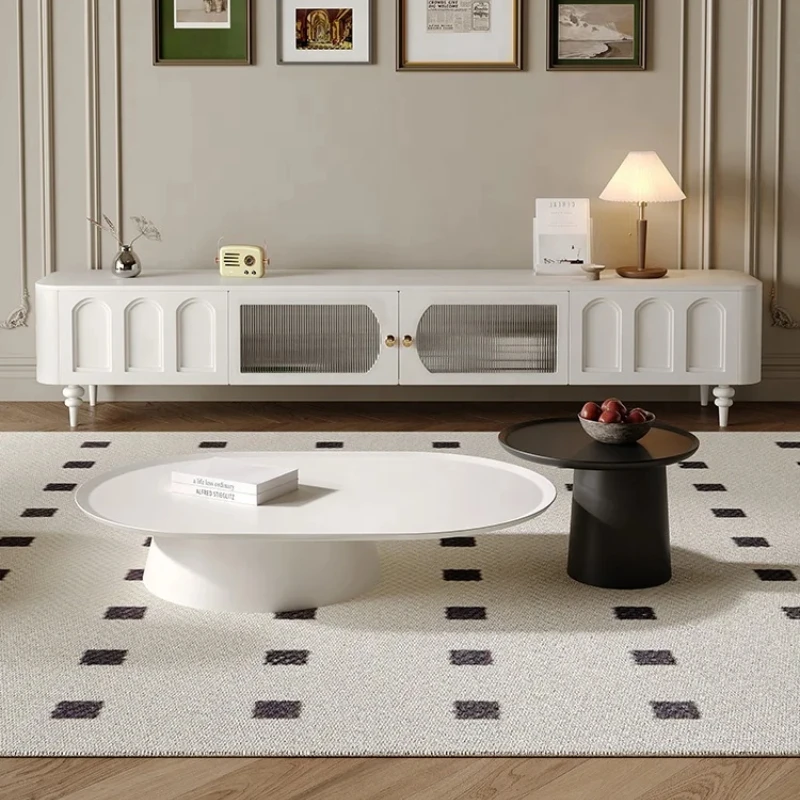 

Retro Living Room Cabinets MDF Tv Stand Storage Locker Style Simple Black Stainless Steel Cheap Tables Design Antique Furniture