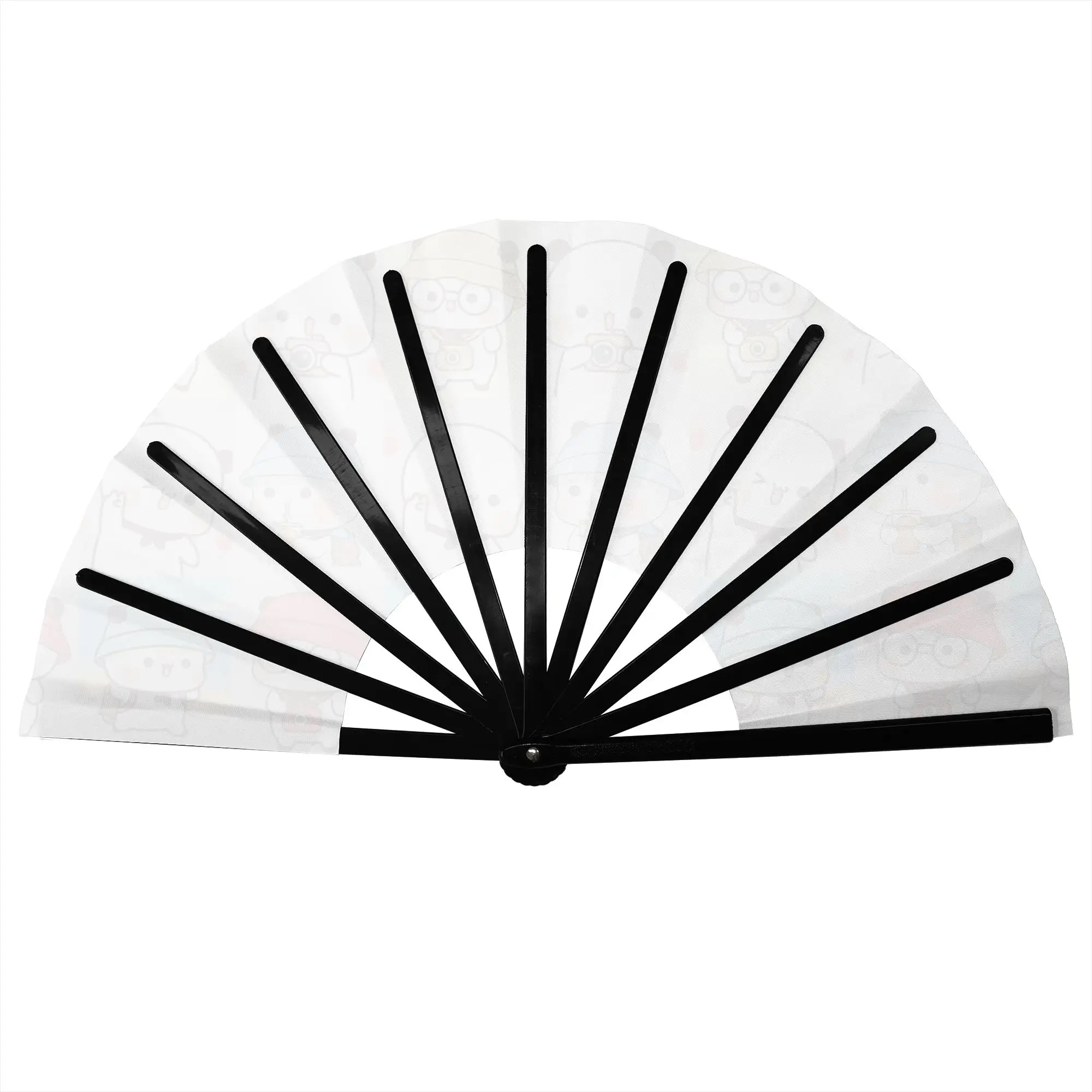 Retro Bubu Dudu Classic Stylish Hand Fan Men  Printed Polyester Fan Aesthetic Costume Prop Folding Fans For Sports Events Gift