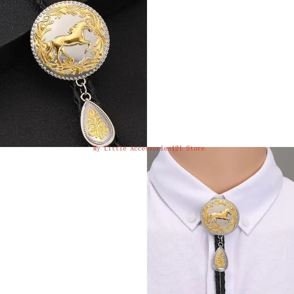 Западный ковбойский галстук боло с металлической лошадью и капель