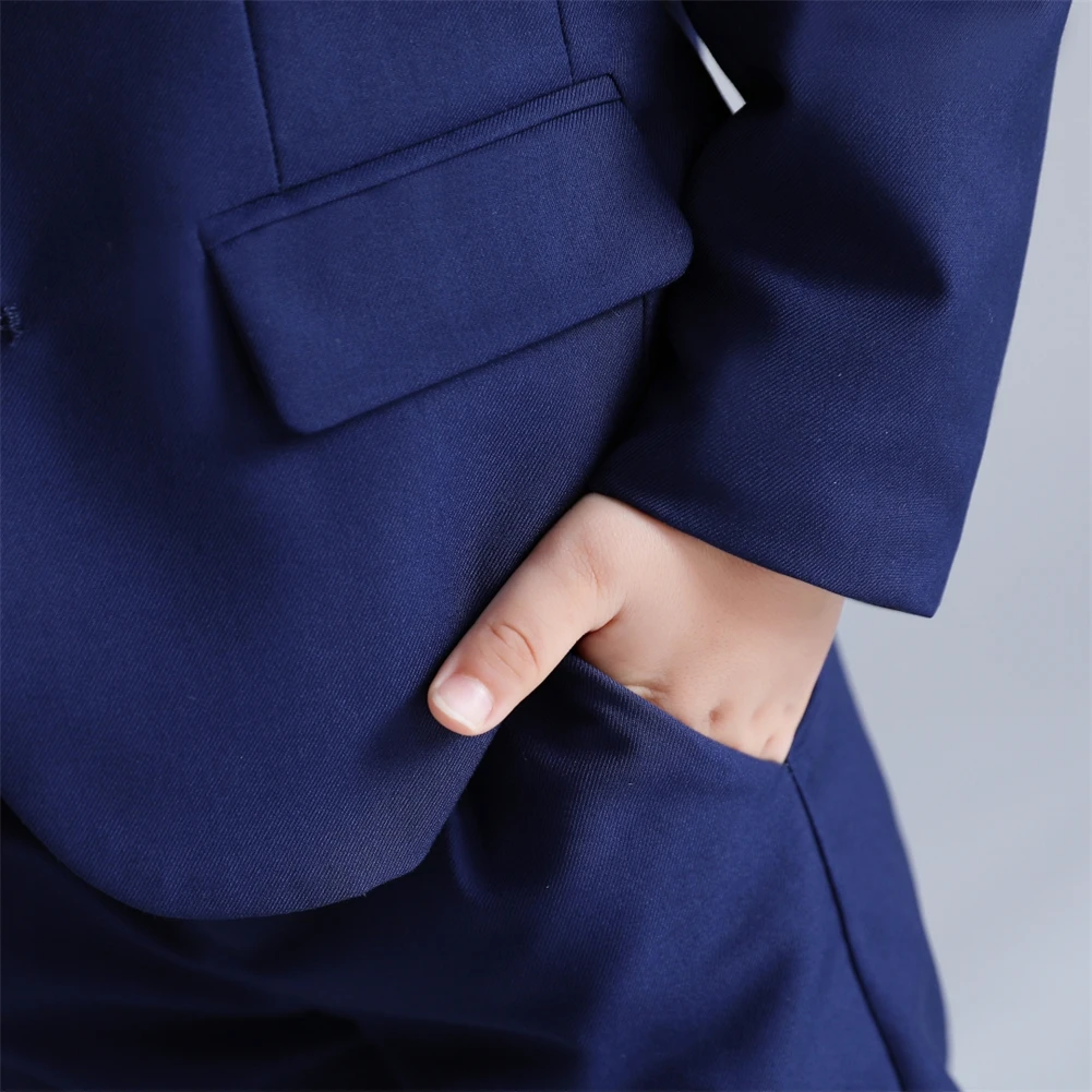 Brand Selection Schwarzes Anzugset für Kinder von 3–14 Jahren, dreiteiliges formelles Anzugset für Jungen für Hochzeit, Kommunion, Schulanfang – Detail 9