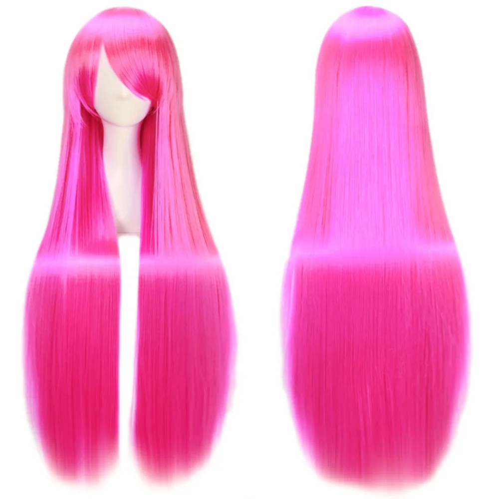 Peluca de Cosplay recta de 100CM de largo, pelo sintético resistente al calor, pelo de disfraz de Anime Multicolor para hombres y mujeres, Unisex