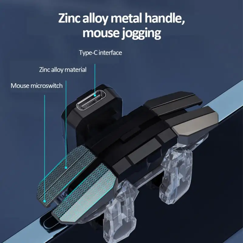 JS65 Zes Vinger Controle Gamepad Trigger Voor Pubg Controller Mobiele Telefoon Gamepad Joystick Doel Schieten L1 R1 Legering Key Button