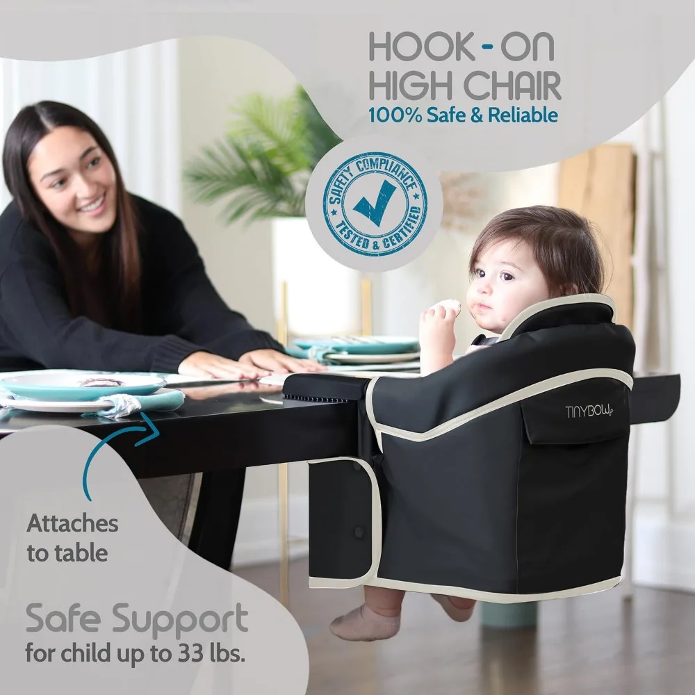 Portable Hook-On High Chair for Babies - Safe, Foldable Travel Seat with Storage Pocket