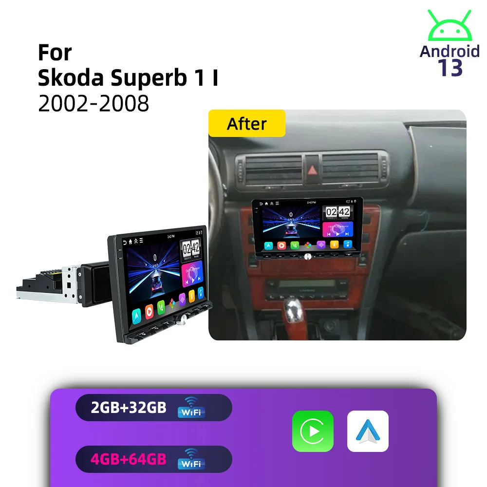Car Multimedia for Skoda Superb 1 I 2002-2008 Android 1Din Car Stereo Autoradio Radio Head Unit 9