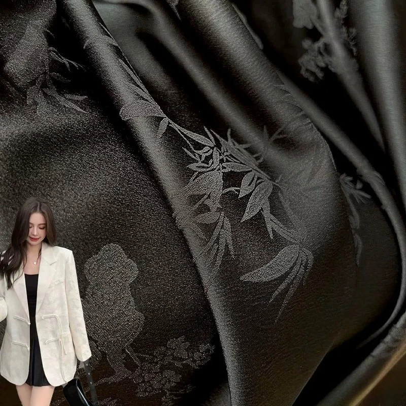 Tela de Satén de Acetato Jacquard de Bambú de Lujo con Elasticidad para Hanfu, Cheongsam, Traje Tang, Material de Diseño para Ropa