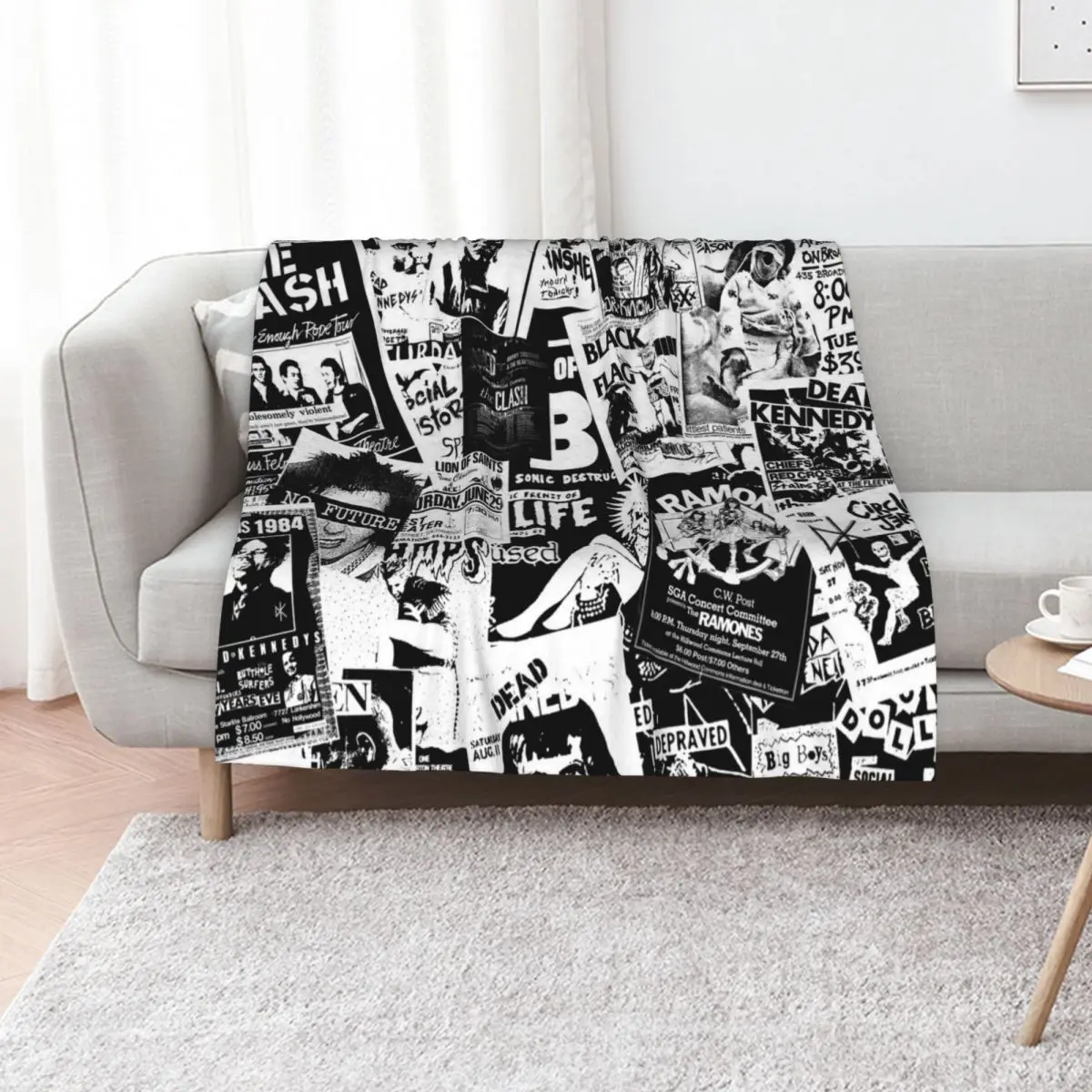 Punk Flyers Collage Throw Blanket Retros Vintage Soft Plush Plaid Sofas Travel Blankets For Sofas Blankets