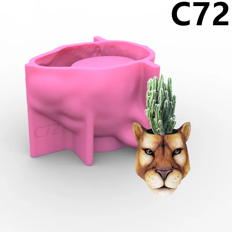 

C290 Tiger Head Vase Flower Pot Ashtray Pen Holder Silicone Mold Scented Mold For Gypsum and Concrete Stone Carving Art Ornament