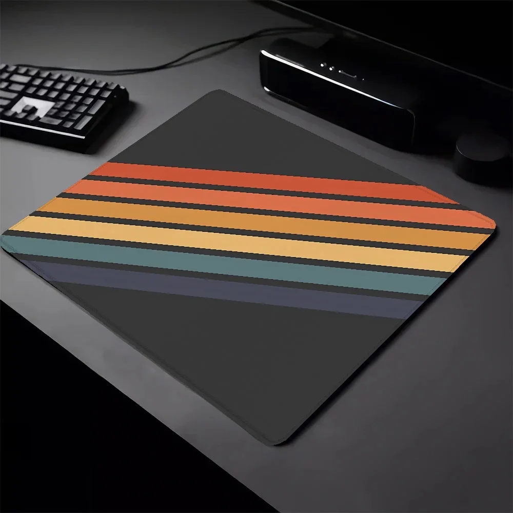 Magic Mouse Pad Small PC Game Accessories Retro Stripe 70S Style Rubber Mat Table Cabinet Coaster Mausepad