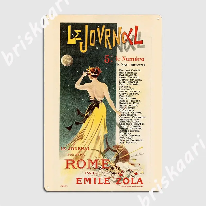 Le Journal Publiera Rome Par Emile Zola Metal Sign Pub Garage Funny Wall Plaque Pub Tin Sign Posters